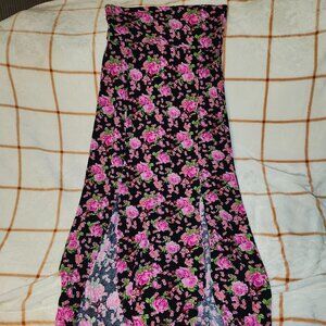 Pink & Black Floral Maxi Skirt, Women's Size Medium